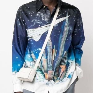 Casablanca Silk Graphic Print Button up